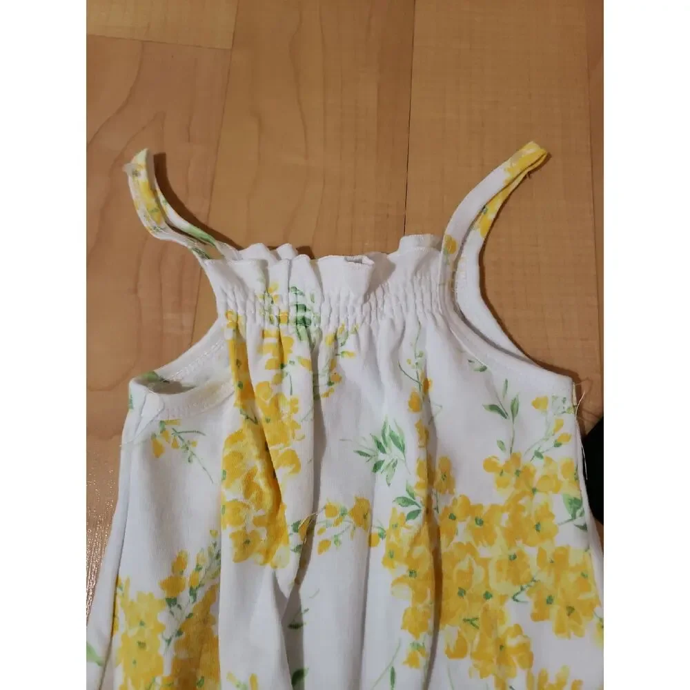 Laura Ashley Baby 3/6 M Floral Cotton Jumpsuit Romper Yellow Green White NWT